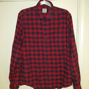 J Crew Flannel Slim Plaid Long Sleeve Button Up Shirt Men's sz Medium